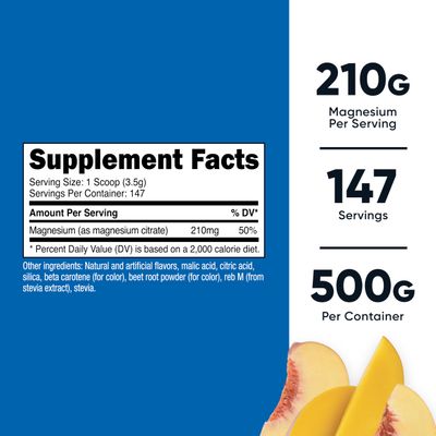 Nutricost Magnesium Citrate Powder (Peach Mango, 500 Gram)