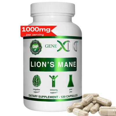 Genex Formulas Lions Mane Supplement with 100% Lions Mane Extract - Nootropics Brain Support Supplement 1000mg/serving - (120 Capsules)