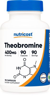 Nutricost Theobromine 400mg, 90 Vegetarian Capsules - Gluten Free, Non-GMO