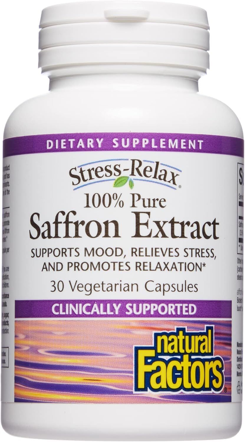 Natural Factors Stress-Relax Affron Saffron Extract 28 mg, 30 Vegetarian Capsules