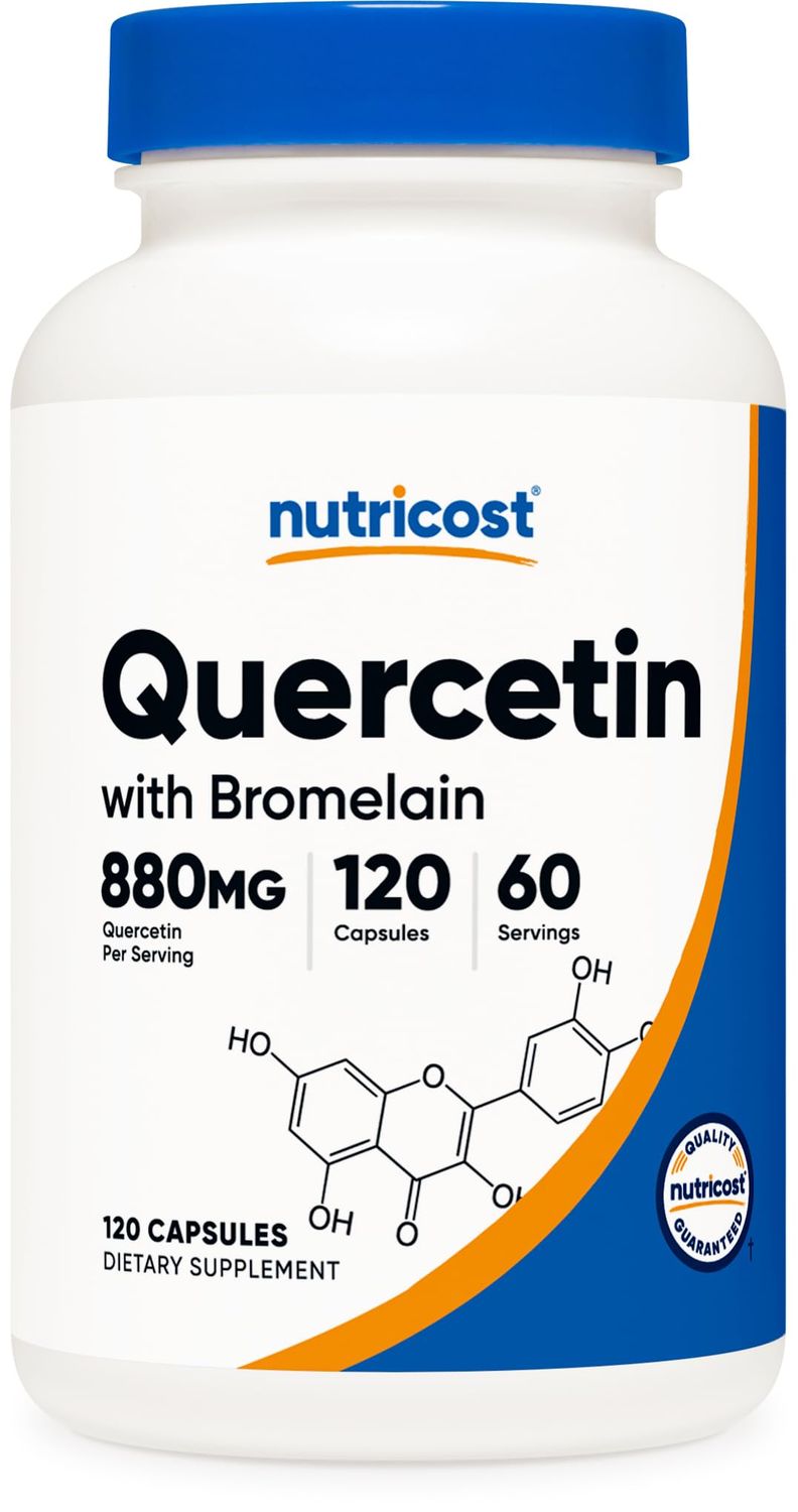 Nutricost Quercetin with Bromelain, 880mg Quercetin + 165mg Bromelain Per Serving, 120 Capsules, 60 Servings (2 Caps Per Serving) - Vegetarian, Non-GMO &amp; Gluten Free