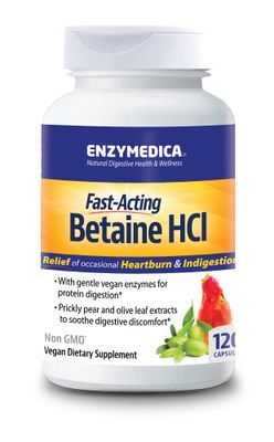 Enzymedica, Betaine HCl, Occasional Heartburn and Indigestion Support, 120 Capsules