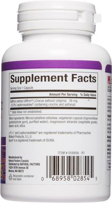 Natural Factors Stress-Relax Affron Saffron Extract 28 mg, 30 Vegetarian Capsules