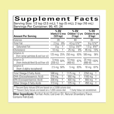 CHILDLIFE Essentials Cod Liver Oil for Kids - Kids Cod Liver Oil Liquid, Arctic Cod Liver Oil for Babies 6+ Months, Toddlers, &amp; Kids, Added DHA, EPA, Omega-3 Fatty Acids - Strawberry, 8 fl oz