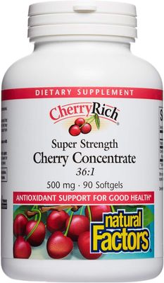 CherryRich by Natural Factors, Super Strength Cherry Concentrate, Antioxidant Support for Healthy Joints and Uric Acid Metabolism, 90 softgels (90 servings)