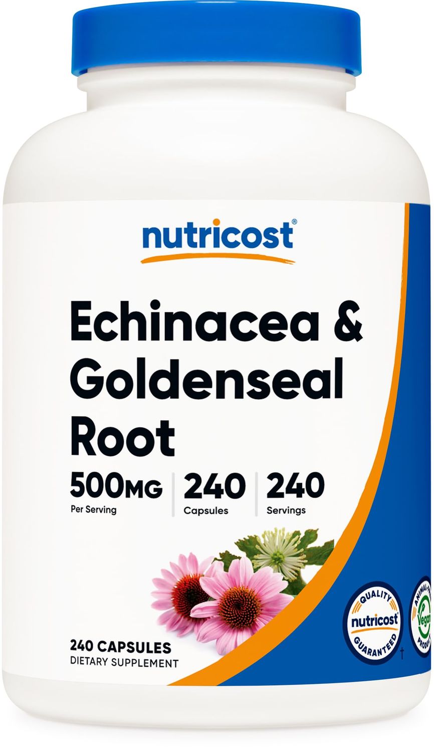 Nutricost Echinacea &amp; Goldenseal Root, 500mg, 240 Capsules - Vegetarian Caps, Non GMO, Gluten Free