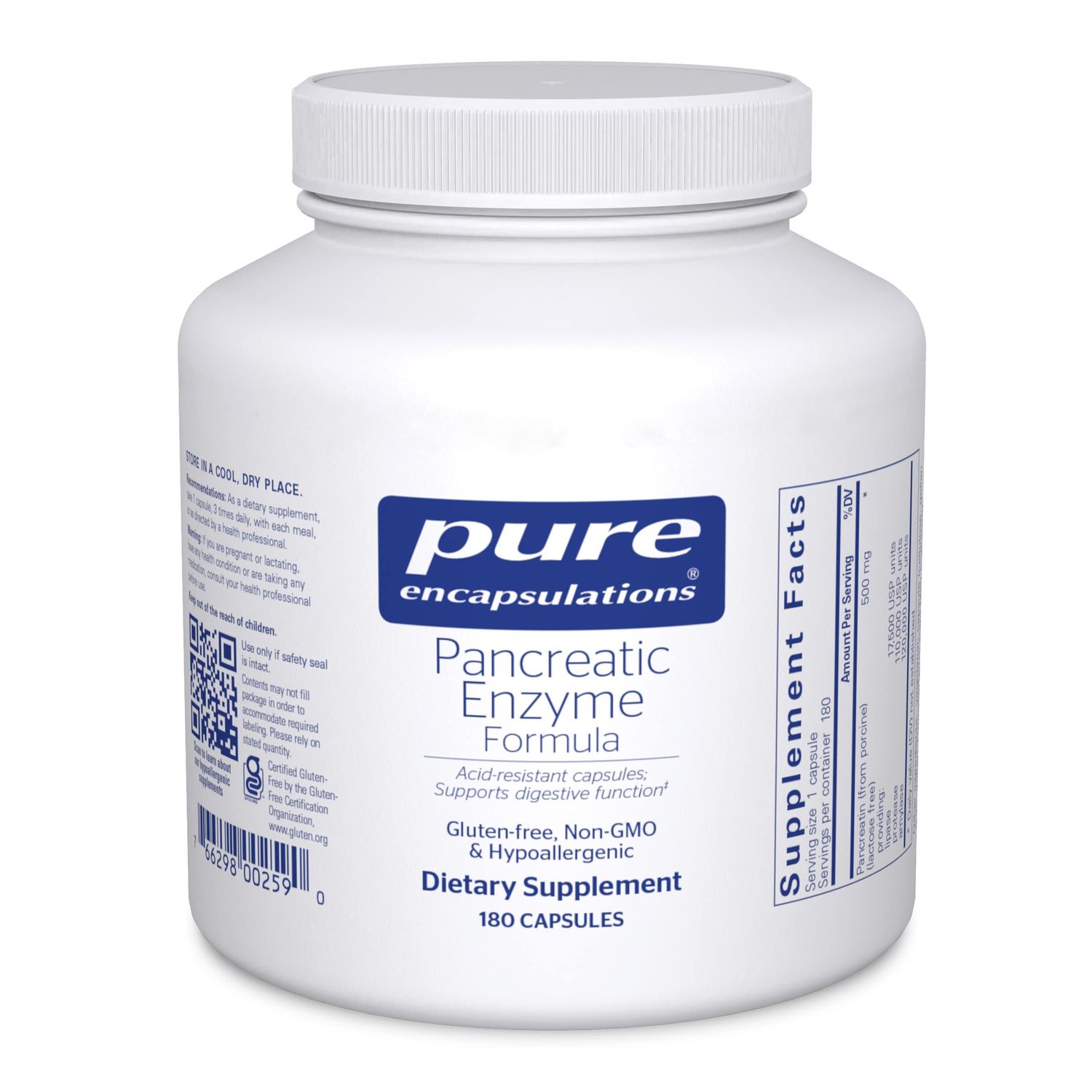 Pure Encapsulations Pancreatic Enzyme Formula - Digestive Enzymes for Digestion - Strengthens Gut Health* - Targeted Delivery Capsules - Gluten Free &amp; Non-GMO - 180 Capsules