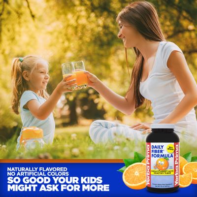 Yerba Prima Daily Fiber Formula 16 oz Powder (Pack of 3) - Great Tasting Premium Dietary Fiber Supplement, Made in The USA, Non-GMO, Gluten Free, Natural Orange Flavor