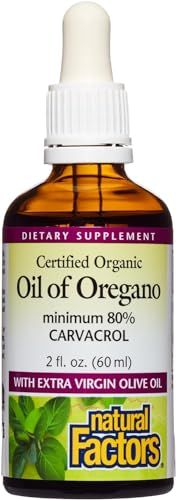 Natural Factors, Certified Organic Oil of Oregano, Herbal Supplement for Immune Support, Vegan, Non-GMO, 2 Oz