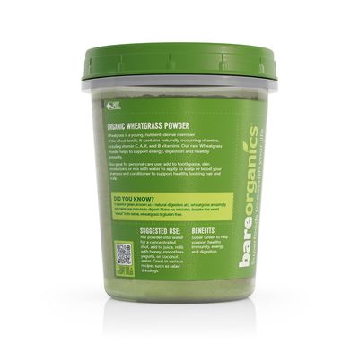 BareOrganics Wheatgrass Powder, Organic, Vegan Dietary Supplement,8 Ounce (Pack of 1)