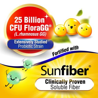 LABO Nutrition FloraGG, Lactobacillus Rhamnosus GG 25 Billion CFU Active Probiotics &amp; Sunfiber Prebiotic Fiber Supplement, Support Healthy Intestinal, Immune Health| Delayed Release &amp; Gluten Free 60s