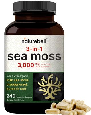 Irish Sea Moss Capsules, 3,000mg Per Serving, 240 Veggie Pills | Made with Organic Raw Powder, Plus Bladderwrack &amp; Burdock Root, Sea Vegetable Complex - Immune &amp; Thyroid Superfood Support - Non-GMO