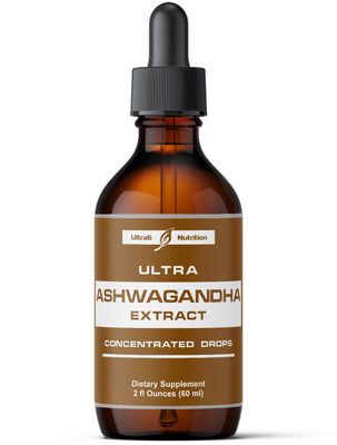 Ultra6 Nutrition Ashwagandha Liquid Drops - Ashwagandha Supplements with Rhodiola Rosea Tincture - Organic Ashwagandha Root Extract for Mood and Energy - Supplement for Men &amp; Women
