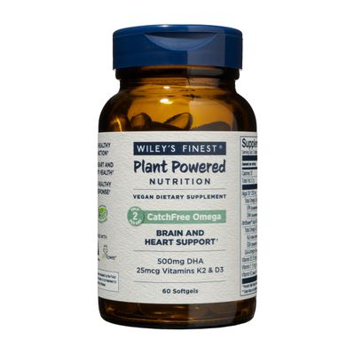 Wiley&#39;s Finest CatchFree Omega - Vegan, Non-GMO Fish Oil Alternative - Full Spectrum Omega-3 Liquid Supplement with Organic Plant-Based Algae Oil - 60 Softgels (60 Servings)
