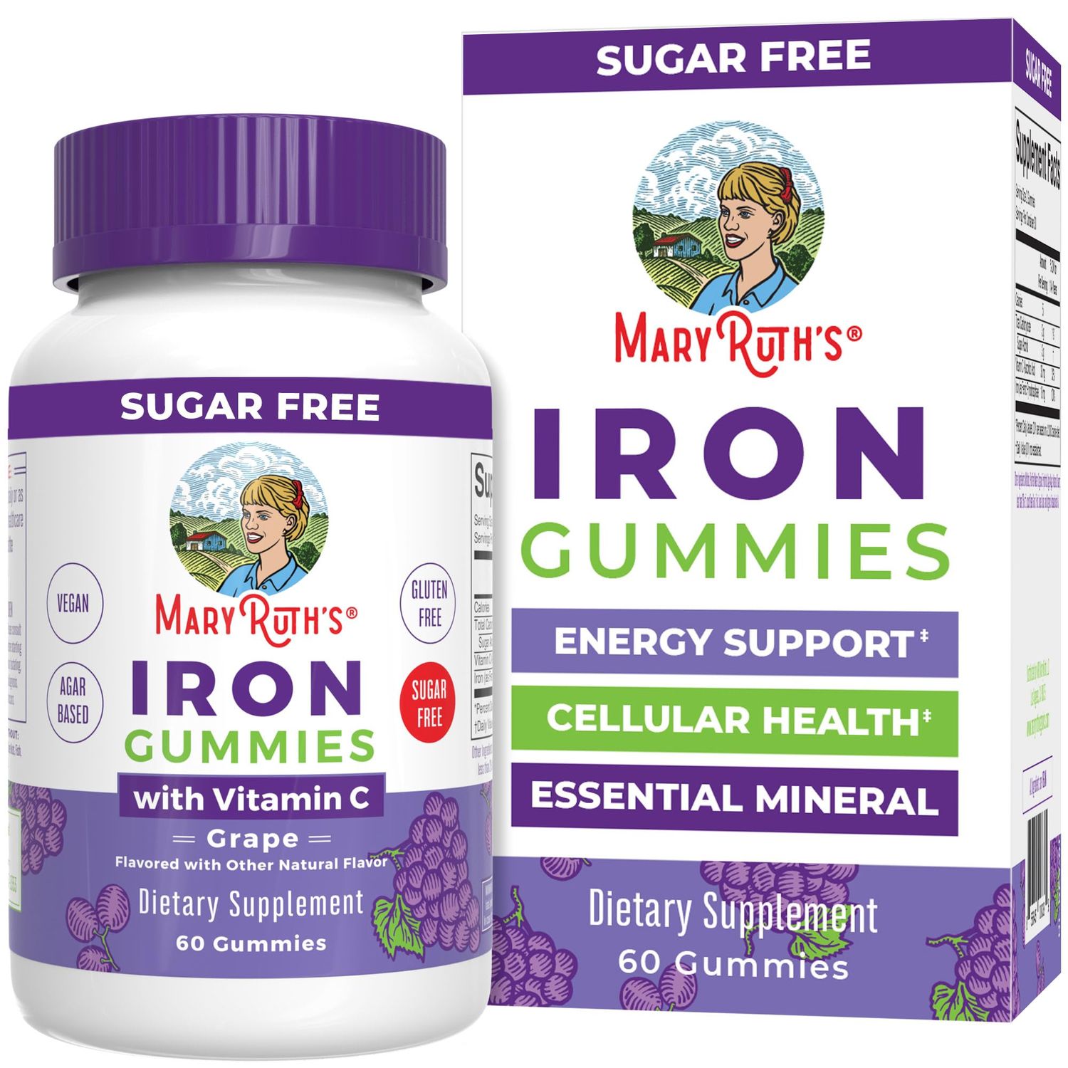 MaryRuth&#39;s Iron Suppleme nt Gummies for Adults | Sugar Free | Gummy Iron Supplements + Vitamin C for Ages 14+ | Iron Supplement for Iron Deficiency | Immune Support | Vegan | Non-GMO | 60 Count