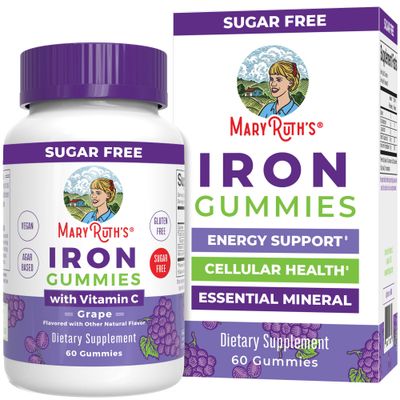 MaryRuth&#39;s Iron Suppleme nt Gummies for Adults | Sugar Free | Gummy Iron Supplements + Vitamin C for Ages 14+ | Iron Supplement for Iron Deficiency | Immune Support | Vegan | Non-GMO | 60 Count