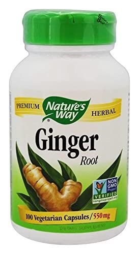 Nature&#39;s Way Premium Herbal Ginger Root, Digestive Support, 550 mg, 100 Vegetarian Capsules, Pack of 2