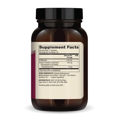 Dr. Mercola D-Mannose and Cranberry Extract, 30 Servings (60 Capsules), Dietary Supplement, Supports Urinary Tract Health, Non-GMO
