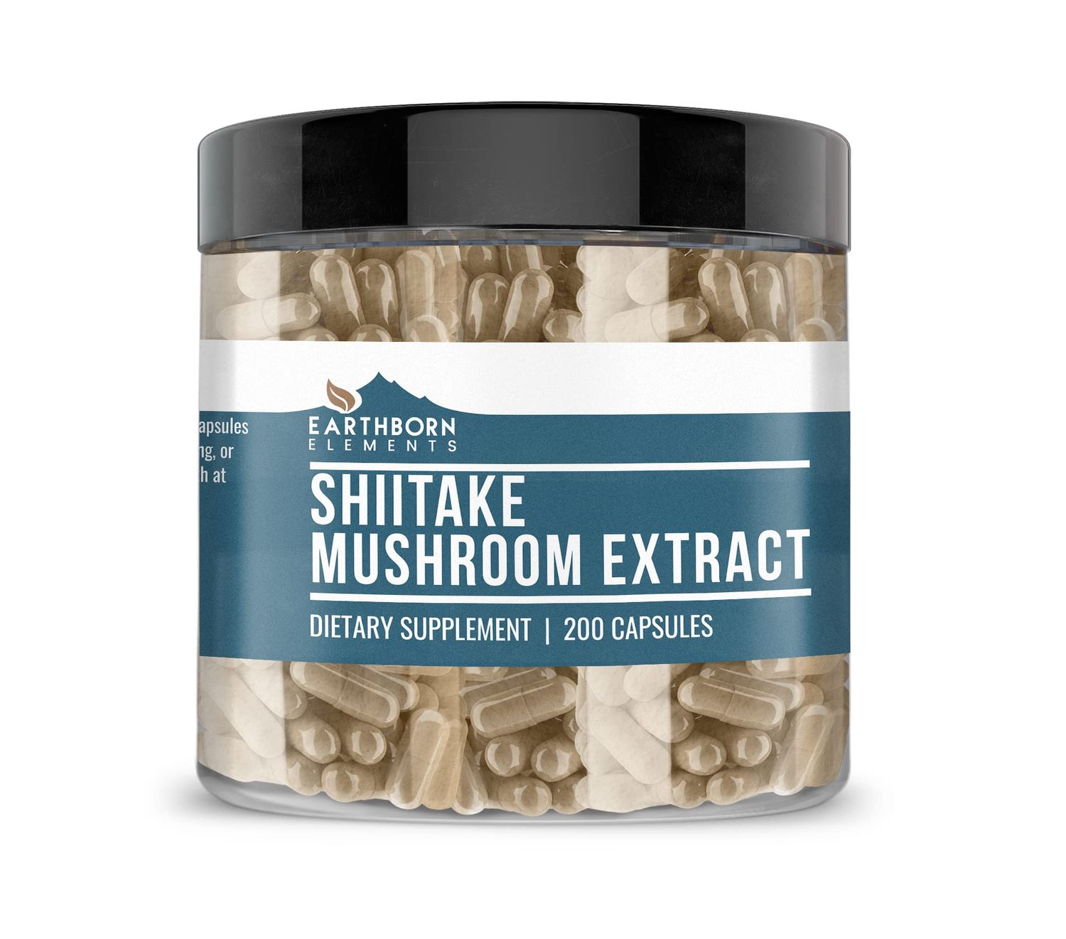 Earthborn Elements Shiitake Mushroom Extract 200 Capsules, Pure &amp; Undiluted, No Additives