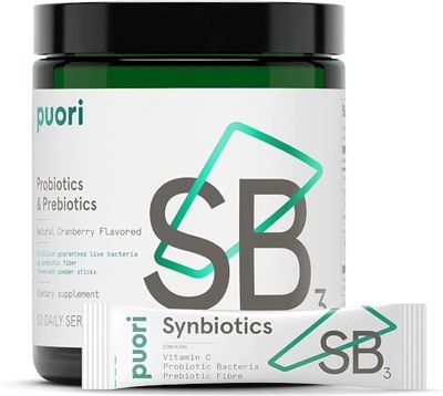Puori Probiotics and Prebiotics Dietary Supplement - 13 Billion CFU x 30 Servings - Support Immune and Digestive Health - Fiber 4g, Vitamin C 200mg - SB3 Bifidobacterium, Lactobacillus Fermentum