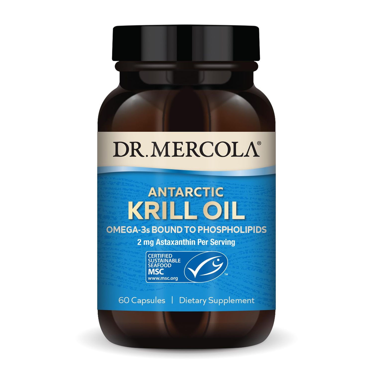 Dr. Mercola Antarctic Krill Oil, 30 Servings (60 Capsules), Dietary Supplement, Support Organ, Bone and Joint Health, Non GMO, MSC Certified