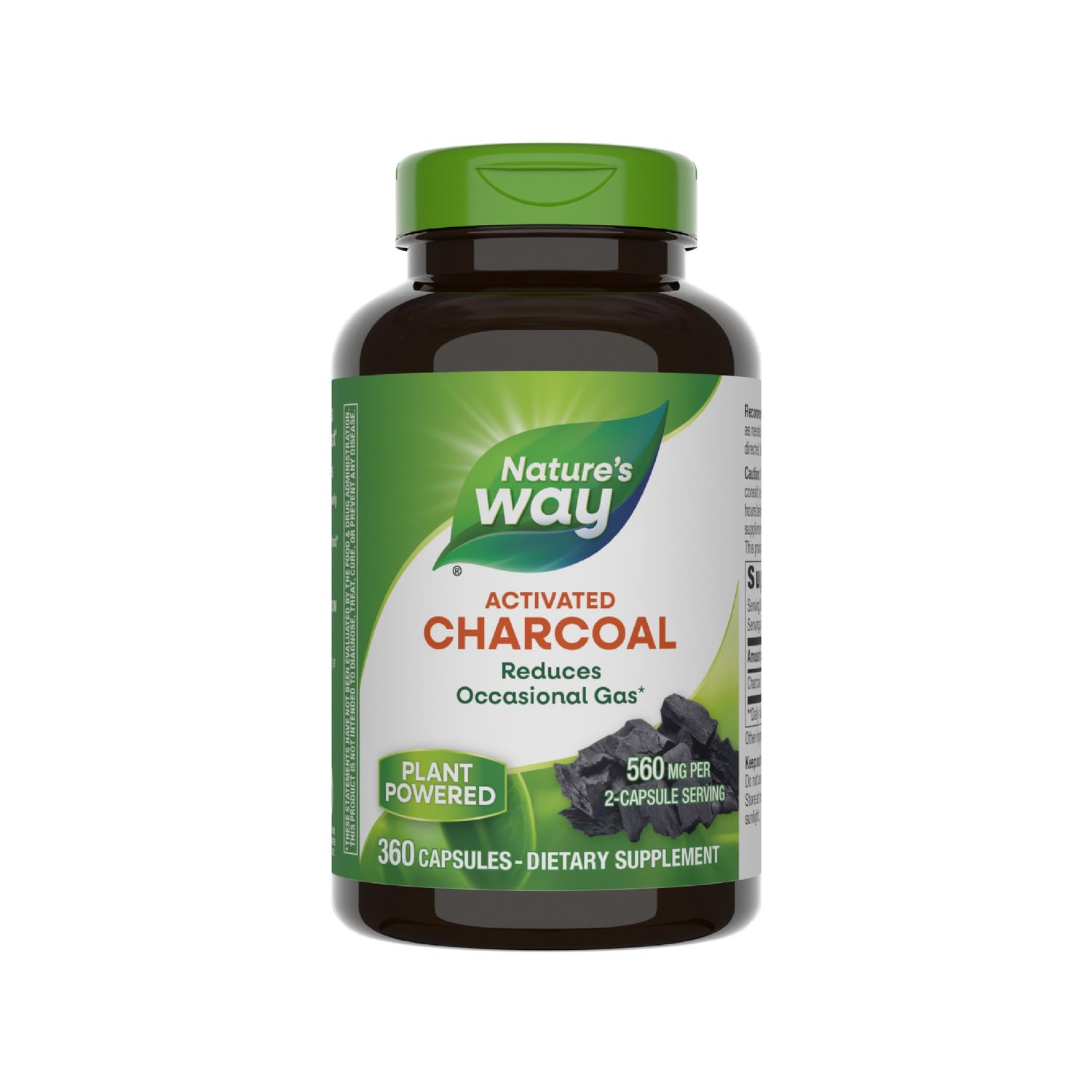 Nature&#39;s Way Activated Charcoal - Digestive Supplement* - Active Charcoal Supplement - Binds Unwanted Materials &amp; Gas in Digestive Tract* - Gluten Free - 360 Capsules