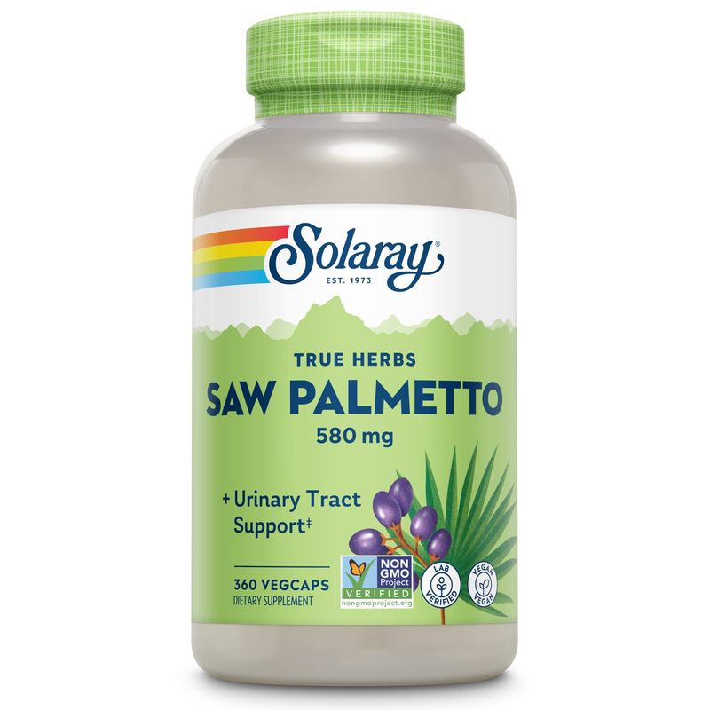 SOLARAY Saw Palmetto Berries 580 mg - Prostate Supplements for Men - Prostate Health, Urinary Tract Support, Hair Health, w/Fatty Acids and Plant Sterols, Vegan, 60-Day Guarantee, 360 VegCaps