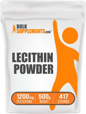 BulkSupplements.com Soy Lecithin Powder - Lecithin Supplement, Lecithin 1200mg Powder - Lecithin Powder Food Grade, Gluten Free, 1200mg per Serving, 500g (1.1 lbs) (Pack of 1)