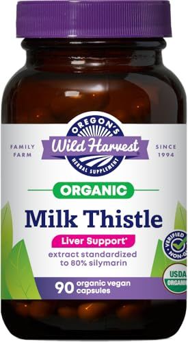 Oregon&#39;s Wild Harvest Certified Organic Milk Thistle Herbal Supplement, 90 Count