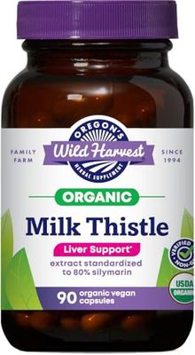 Oregon&#39;s Wild Harvest Certified Organic Milk Thistle Herbal Supplement, 90 Count