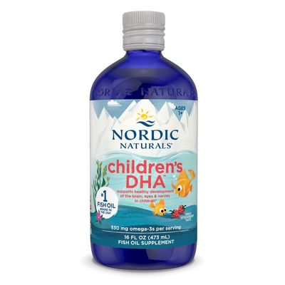 Nordic Naturals Childrens DHA, Strawberry - 16 oz for Kids - 530 mg Omega-3 with EPA &amp; DHA - Brain Development &amp; Function - Non-GMO - 192 Servings