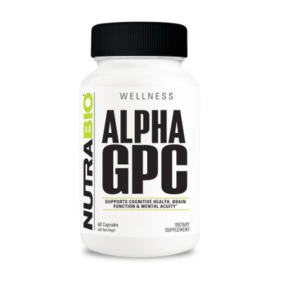 NutraBio Alpha GPC, Brain Support &amp; Improved Memory Function, 300mg - 60 Vegetable Capsules