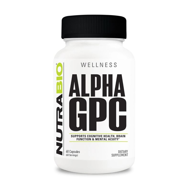 NutraBio Alpha GPC, Brain Support &amp; Improved Memory Function, 300mg - 60 Vegetable Capsules