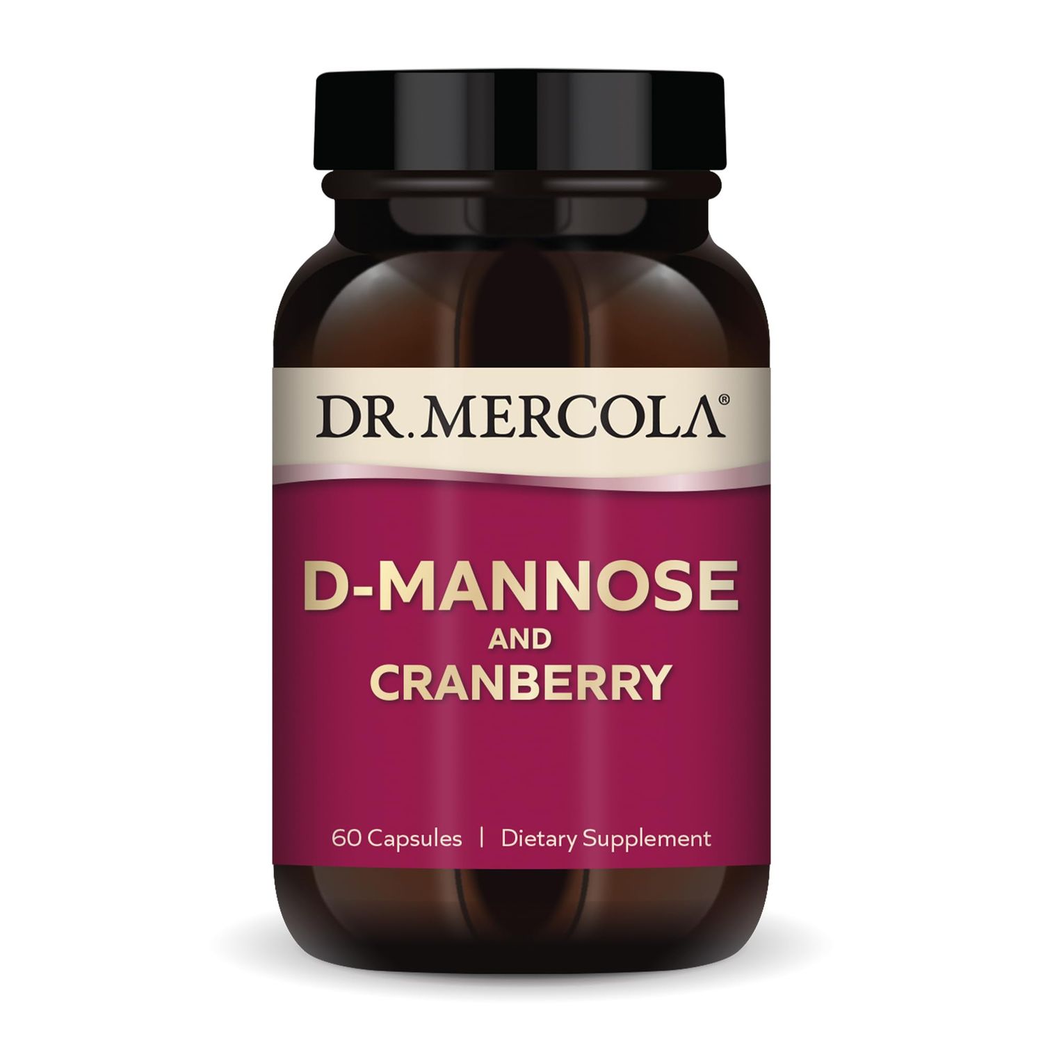 Dr. Mercola D-Mannose and Cranberry Extract, 30 Servings (60 Capsules), Dietary Supplement, Supports Urinary Tract Health, Non-GMO