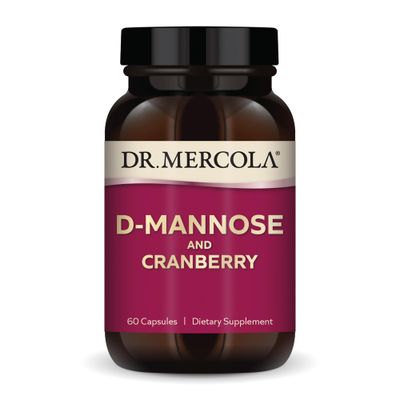 Dr. Mercola D-Mannose and Cranberry Extract, 30 Servings (60 Capsules), Dietary Supplement, Supports Urinary Tract Health, Non-GMO