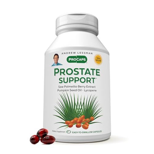 ANDREW LESSMAN Prostate Support Supplement for Men&#39;s Health, 60 Softgels, No Additives - Saw Palmetto for Men, Pumpkin Seed Oil, Lycopene &amp; Omega-3 for Prostate Health, Urinary &amp; Bladder Function