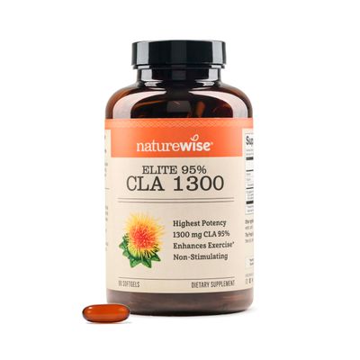 NatureWise CLA 1300 - CLA Supplement w/ 95% Active Conjugated Linoleic Acid for Women and Men, Non-Stimulating, Supports Weight &amp; Fitness Goals - non-GMO, Gluten Free - 90 Softgels[1-Month Supply]