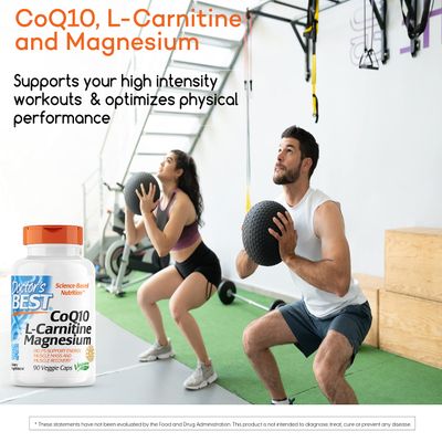 Doctor's Best Coq10/l-Carnitine/Magnesium Unique Blend, Supports Energy, Muscle Mass &amp; Muscle Recovery, Veggie Caps, 90Count