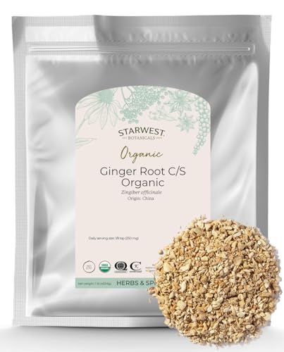 Starwest Botanicals Organic Ginger Root 1/4 Cut and Sifted, 1 Pound