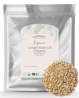 Starwest Botanicals Organic Ginger Root 1/4 Cut and Sifted, 1 Pound