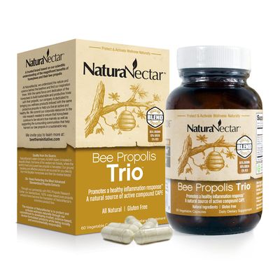 NaturaNectar Trio Bee Propolis | NSF Contents Certified | Premium Brazilian Propolis | Ethical Beekeeping &amp; Naturally Sourced | 60 Capsules
