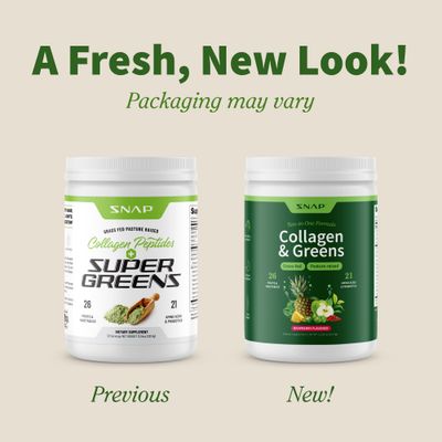 Snap Supplements Super Greens Powder with Collagen Peptides, 26 Fruits and Vegetables, Grass Fed, Non-GMO Daily Greens Superfood for Hair, Skin, Nails &amp; Joint Support, 30 Servings
