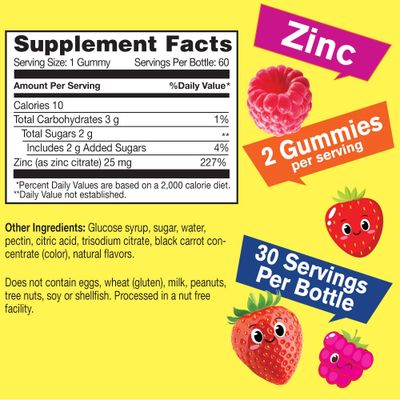 WellYeah Zinc for Kids 25mg Gummies - Immune System and Antioxidant Support - Skin Health, Maximum Strength Children Zinc Supplement Immune Booster Gummy - GMO-Free, Vegan - 60 Gummies (1)