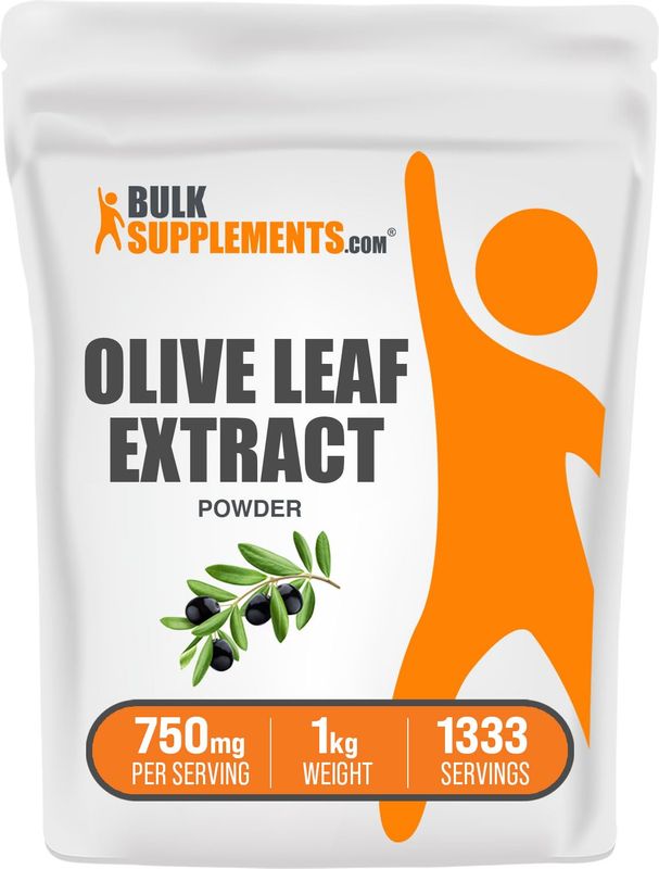 BulkSupplements.com Olive Leaf Extract Powder - Herbal Supplement, Antioxidant Source, Olive Leaf Powder - Gluten Free, 750mg per Serving, 1kg (2.2 lbs) (Pack of 1)