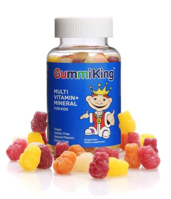 Gummi King Multivitamin and Mineral Supplement, Strawberry/Lemon/Orange/Grape/Cherry/Grapefruit, 60 Count