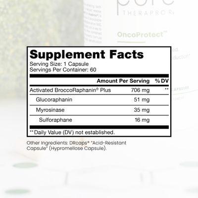 Pure Therapro Rx OncoProtect ES *HIGH DOSE* Sulforaphane | 706 mg Patented Activated BroccoRaphanin Broccoli Seed Extract | Glucoraphanin + Myrosinase | 60 Capsules