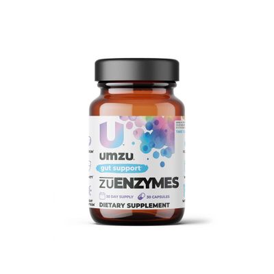 UMZU ZuEnzymes Digestive Enzymes Supplement | 21 Enzymes for Gut Health Support, Digestion &amp; Nutrient Absorption | Helps Break Down Lactose, Carbs, Proteins &amp; Fats (30 Day Supply | 30 Capsules)