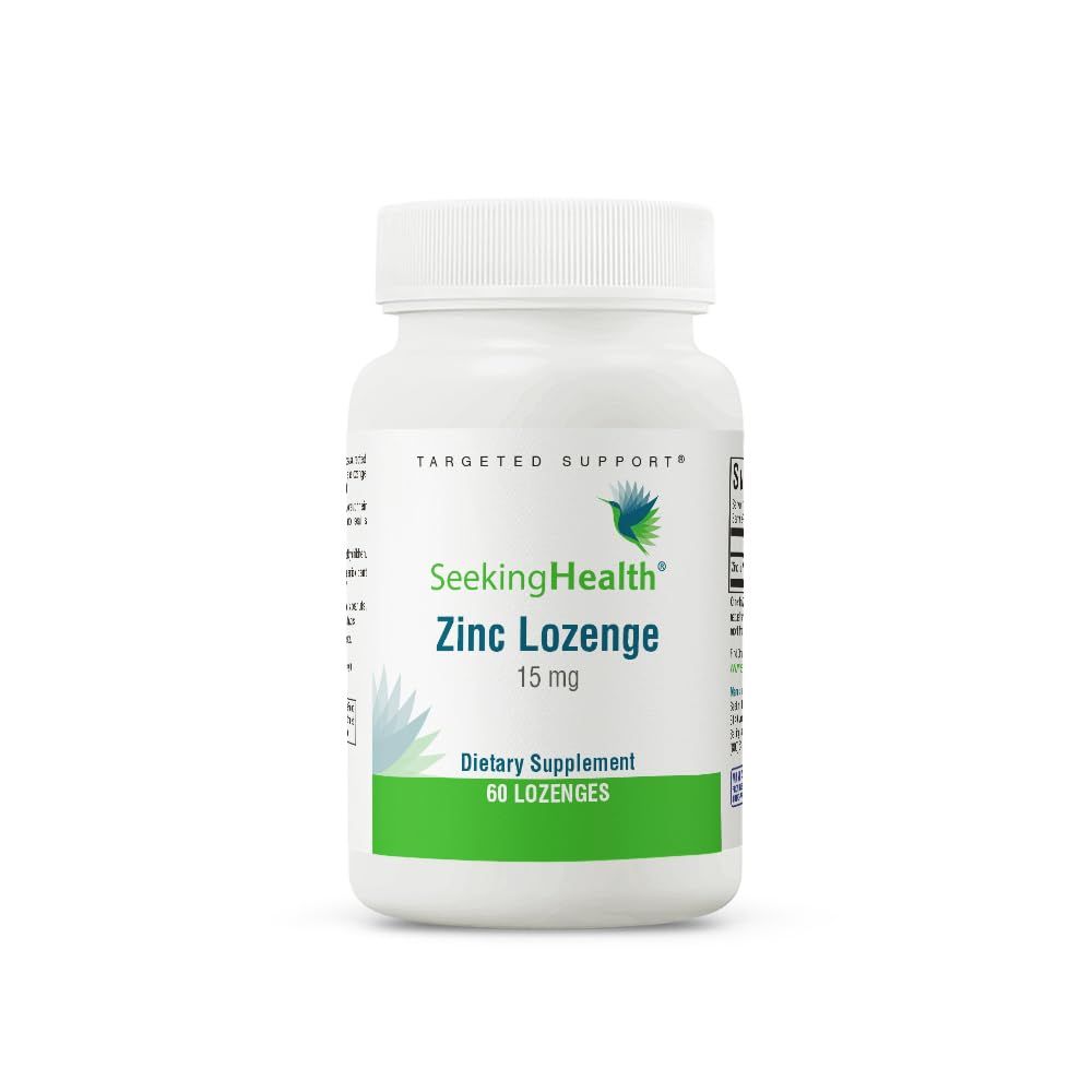 Seeking Health Zinc Lozenges - Immune, Skin, &amp; Respiratory Health Support - Chelated Zinc Supplement to Support Healthy Skin, Hair &amp; Eyes - 15 mg, 60 Lozenges