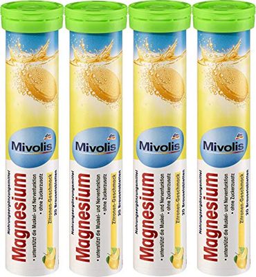 Mivolis Magnesium effervescent Tablets - Dietary Supplements 4 Packs x 20 pcs | Germany