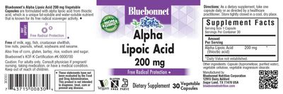 BLUEBONNET NUTRITION ALPHA LIPOIC ACID 200 mg